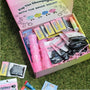 NightCap Bachelorette Box featuring drink spiking prevention scrunchies, cup covers, safety accessories, and party favors for bridal celebrations and bachelorette parties.